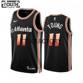Camiseta Niños Atlanta Hawks Trae Young 11 Nike 2022-23 City Edition Negro Swingman